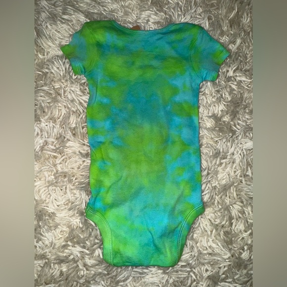 Baby Infant 18 month Short Sleeve Onesie DIY Guitar Blue Green Tie Dye Homemade - Picture 4 of 5